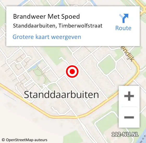 Locatie op kaart van de 112 melding: Brandweer Met Spoed Naar Standdaarbuiten, Timberwolfstraat op 9 april 2022 20:08