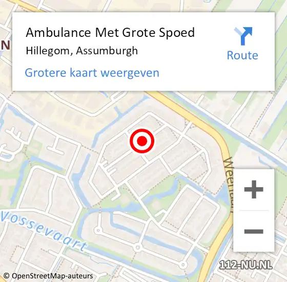 Locatie op kaart van de 112 melding: Ambulance Met Grote Spoed Naar Hillegom, Assumburgh op 9 april 2022 20:09