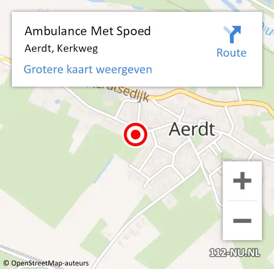 Locatie op kaart van de 112 melding: Ambulance Met Spoed Naar Aerdt, Kerkweg op 9 april 2022 20:45