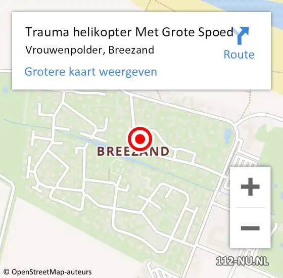 Locatie op kaart van de 112 melding: Trauma helikopter Met Grote Spoed Naar Vrouwenpolder, Breezand op 9 april 2022 20:52