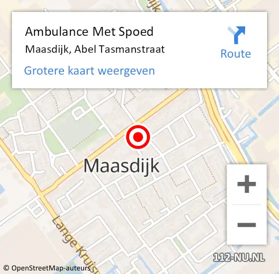 Locatie op kaart van de 112 melding: Ambulance Met Spoed Naar Maasdijk, Abel Tasmanstraat op 9 april 2022 21:10