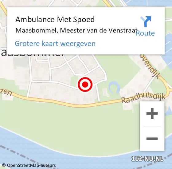 Locatie op kaart van de 112 melding: Ambulance Met Spoed Naar Maasbommel, Meester van de Venstraat op 9 april 2022 21:15