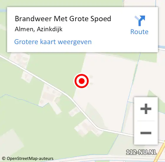 Locatie op kaart van de 112 melding: Brandweer Met Grote Spoed Naar Almen, Azinkdijk op 9 april 2022 21:36