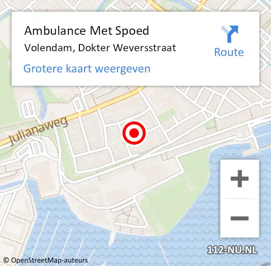 Locatie op kaart van de 112 melding: Ambulance Met Spoed Naar Volendam, Dokter Weversstraat op 9 april 2022 21:39