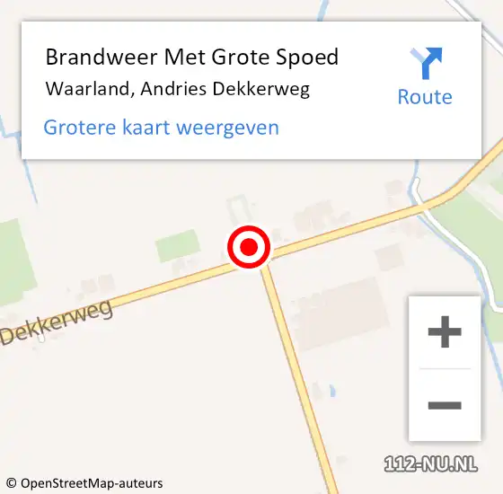 Locatie op kaart van de 112 melding: Brandweer Met Grote Spoed Naar Waarland, Andries Dekkerweg op 9 april 2022 21:43