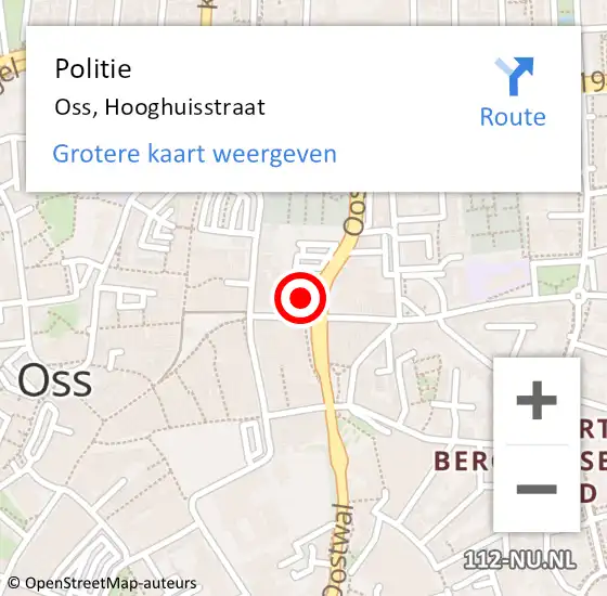 Locatie op kaart van de 112 melding: Politie Oss, Hooghuisstraat op 9 april 2022 22:05