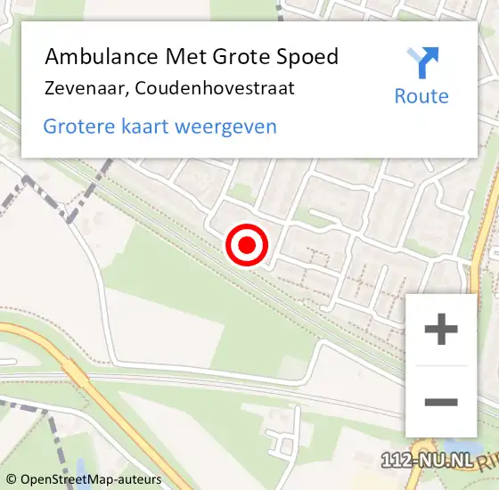 Locatie op kaart van de 112 melding: Ambulance Met Grote Spoed Naar Zevenaar, Coudenhovestraat op 9 april 2022 22:07