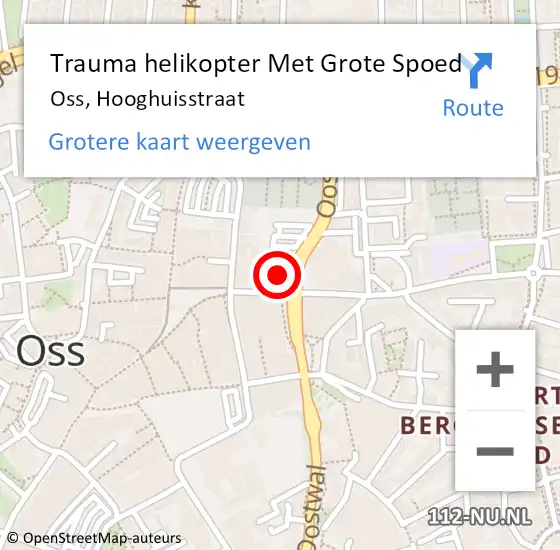 Locatie op kaart van de 112 melding: Trauma helikopter Met Grote Spoed Naar Oss, Hooghuisstraat op 9 april 2022 22:08