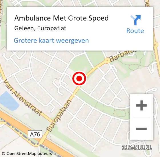 Locatie op kaart van de 112 melding: Ambulance Met Grote Spoed Naar Geleen, Europaflat op 13 juli 2014 23:31