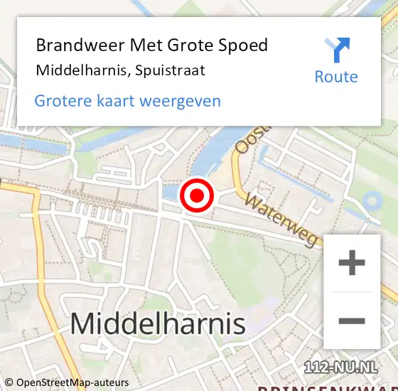 Locatie op kaart van de 112 melding: Brandweer Met Grote Spoed Naar Middelharnis, Spuistraat op 9 april 2022 22:20