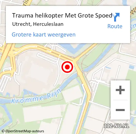 Locatie op kaart van de 112 melding: Trauma helikopter Met Grote Spoed Naar Utrecht, Herculeslaan op 9 april 2022 22:35