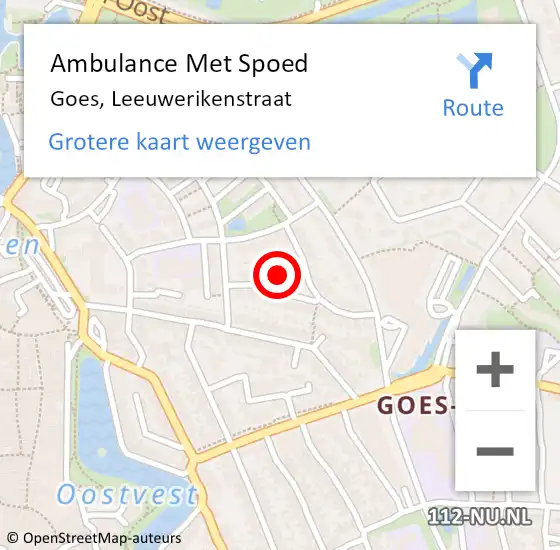 Locatie op kaart van de 112 melding: Ambulance Met Spoed Naar Goes, Leeuwerikenstraat op 13 juli 2014 23:35