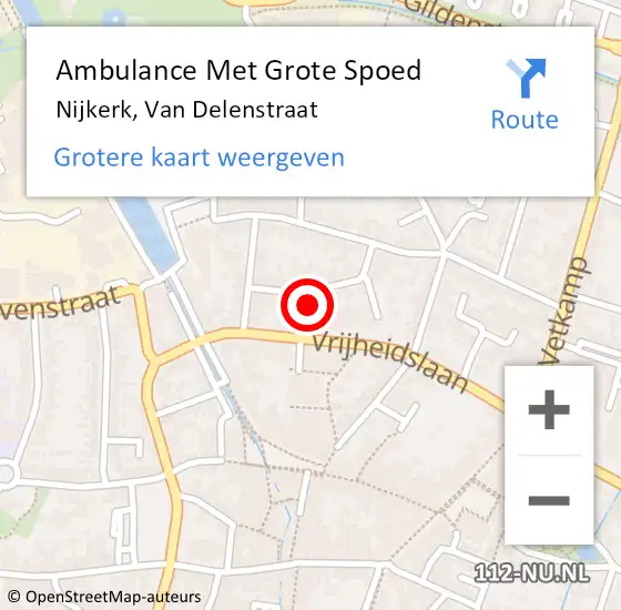 Locatie op kaart van de 112 melding: Ambulance Met Grote Spoed Naar Nijkerk, Van Delenstraat op 9 april 2022 22:50