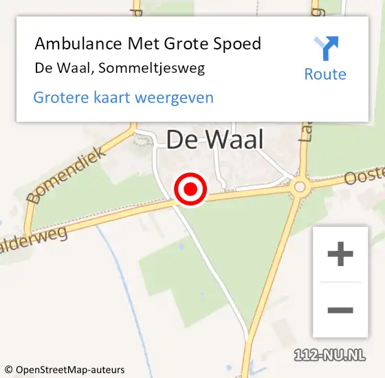 Locatie op kaart van de 112 melding: Ambulance Met Grote Spoed Naar De Waal, Sommeltjesweg op 9 april 2022 23:01
