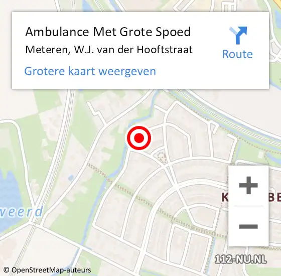 Locatie op kaart van de 112 melding: Ambulance Met Grote Spoed Naar Meteren, W.J. van der Hooftstraat op 9 april 2022 23:08