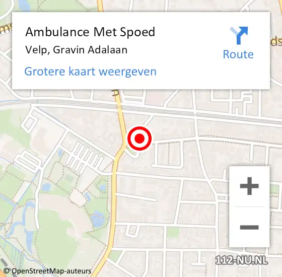 Locatie op kaart van de 112 melding: Ambulance Met Spoed Naar Velp, Gravin Adalaan op 9 april 2022 23:10