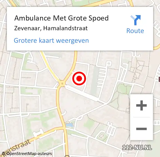 Locatie op kaart van de 112 melding: Ambulance Met Grote Spoed Naar Zevenaar, Hamalandstraat op 9 april 2022 23:16