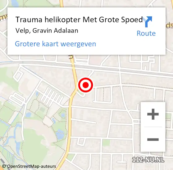 Locatie op kaart van de 112 melding: Trauma helikopter Met Grote Spoed Naar Velp, Gravin Adalaan op 9 april 2022 23:28