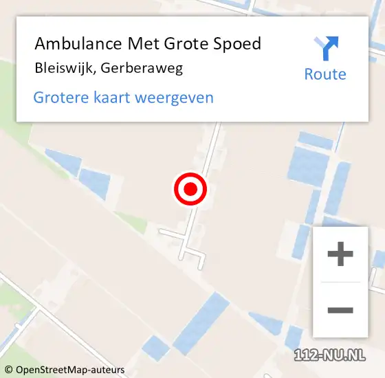 Locatie op kaart van de 112 melding: Ambulance Met Grote Spoed Naar Bleiswijk, Gerberaweg op 9 april 2022 23:34