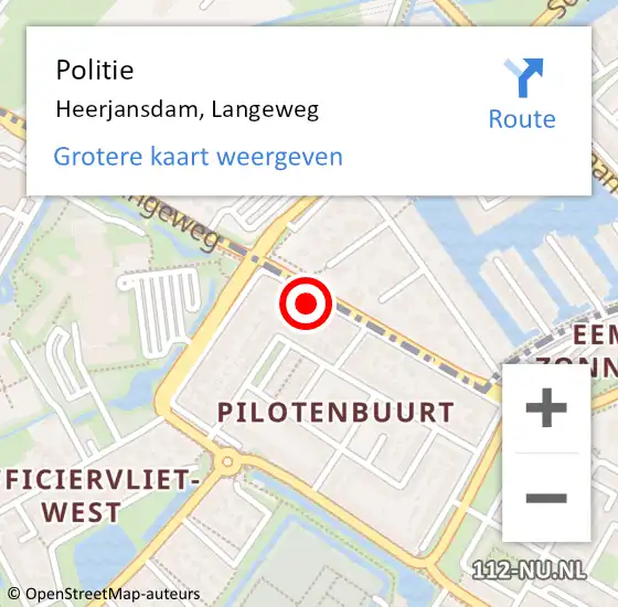 Locatie op kaart van de 112 melding: Politie Heerjansdam, Langeweg op 9 april 2022 23:47