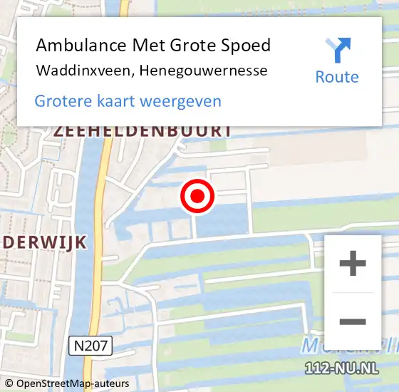 Locatie op kaart van de 112 melding: Ambulance Met Grote Spoed Naar Waddinxveen, Henegouwernesse op 9 april 2022 23:51