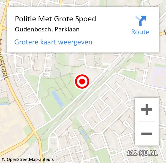 Locatie op kaart van de 112 melding: Politie Met Grote Spoed Naar Oudenbosch, Parklaan op 9 april 2022 23:51