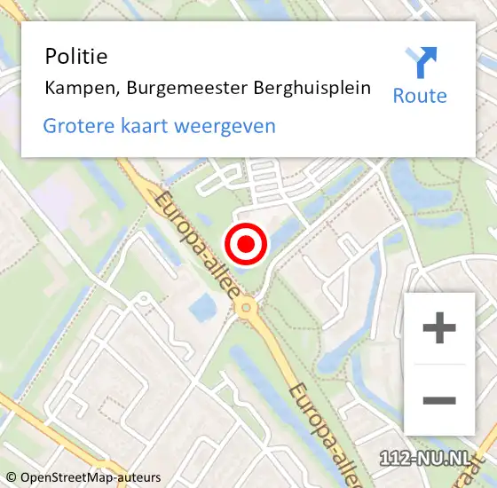 Locatie op kaart van de 112 melding: Politie Kampen, Burgemeester Berghuisplein op 10 april 2022 00:20
