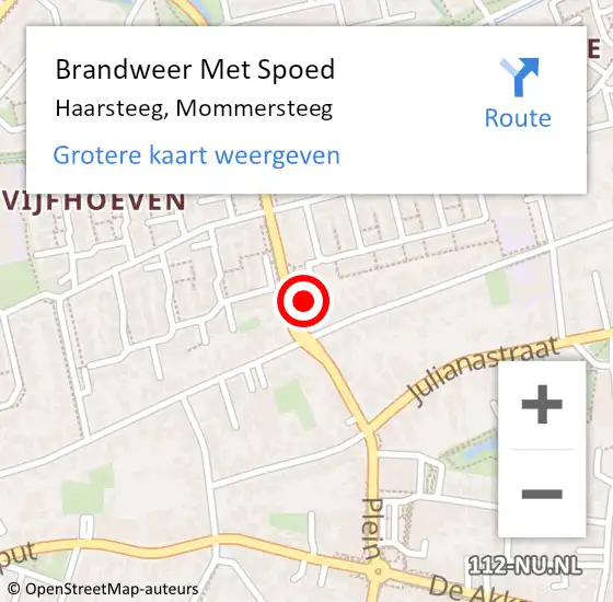 Locatie op kaart van de 112 melding: Brandweer Met Spoed Naar Haarsteeg, Mommersteeg op 10 april 2022 00:39