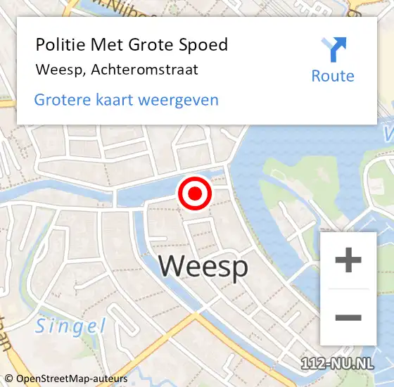 Locatie op kaart van de 112 melding: Politie Met Grote Spoed Naar Weesp, Achteromstraat op 10 april 2022 01:22