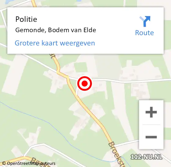 Locatie op kaart van de 112 melding: Politie Gemonde, Bodem van Elde op 10 april 2022 01:39