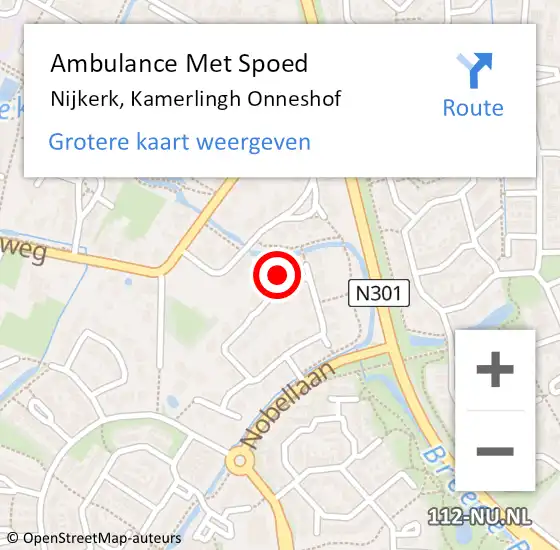 Locatie op kaart van de 112 melding: Ambulance Met Spoed Naar Nijkerk, Kamerlingh Onneshof op 10 april 2022 01:52