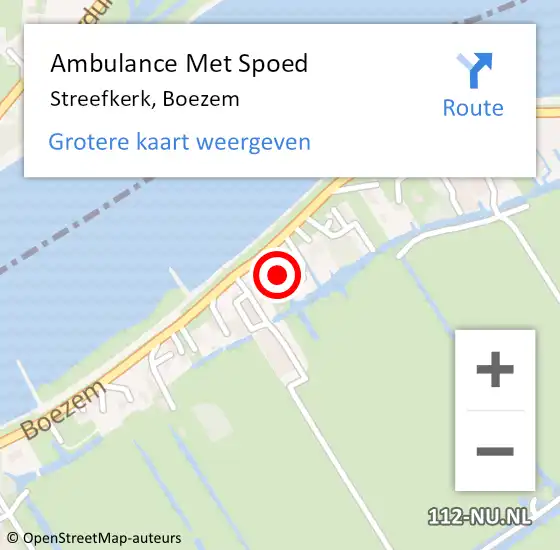 Locatie op kaart van de 112 melding: Ambulance Met Spoed Naar Streefkerk, Boezem op 10 april 2022 02:12