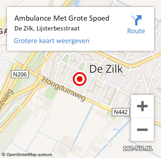 Locatie op kaart van de 112 melding: Ambulance Met Grote Spoed Naar De Zilk, Lijsterbesstraat op 10 april 2022 02:13