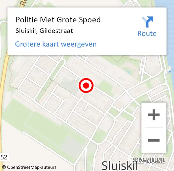 Locatie op kaart van de 112 melding: Politie Met Grote Spoed Naar Sluiskil, Gildestraat op 10 april 2022 02:20