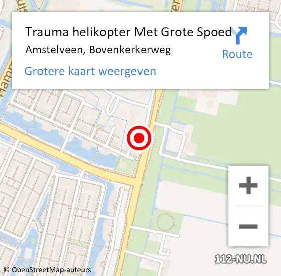 Locatie op kaart van de 112 melding: Trauma helikopter Met Grote Spoed Naar Amstelveen, Bovenkerkerweg op 10 april 2022 02:37