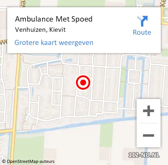 Locatie op kaart van de 112 melding: Ambulance Met Spoed Naar Venhuizen, Kievit op 10 april 2022 03:15