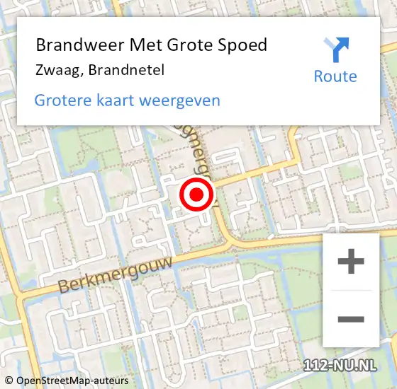 Locatie op kaart van de 112 melding: Brandweer Met Grote Spoed Naar Zwaag, Brandnetel op 10 april 2022 03:16