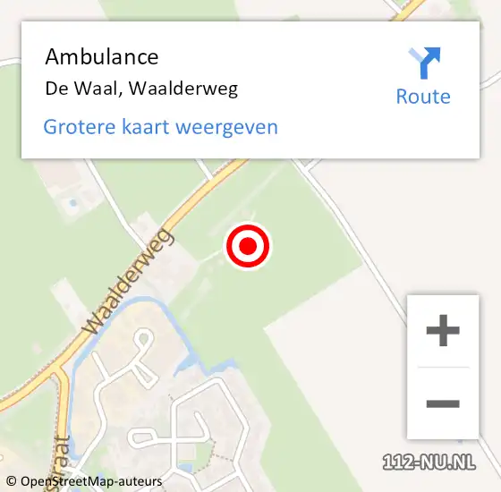 Locatie op kaart van de 112 melding: Ambulance De Waal, Waalderweg op 10 april 2022 03:23