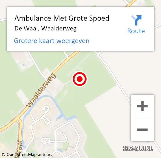 Locatie op kaart van de 112 melding: Ambulance Met Grote Spoed Naar De Waal, Waalderweg op 10 april 2022 03:23