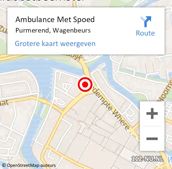 Locatie op kaart van de 112 melding: Ambulance Met Spoed Naar Purmerend, Wagenbeurs op 10 april 2022 03:25