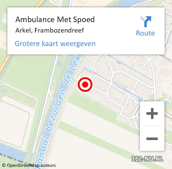 Locatie op kaart van de 112 melding: Ambulance Met Spoed Naar Arkel, Frambozendreef op 10 april 2022 04:40