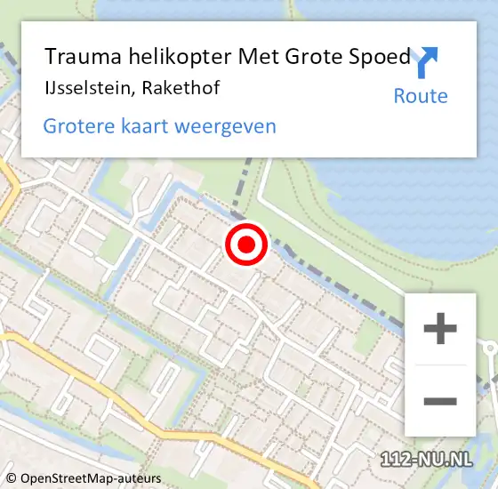 Locatie op kaart van de 112 melding: Trauma helikopter Met Grote Spoed Naar IJsselstein, Rakethof op 10 april 2022 05:44