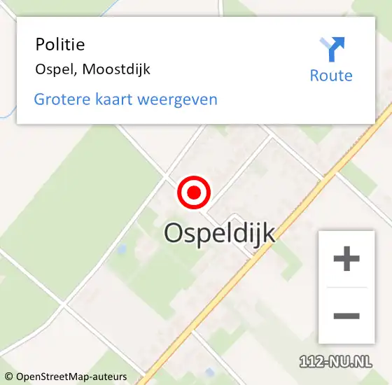 Locatie op kaart van de 112 melding: Politie Ospel, Moostdijk op 10 april 2022 08:06