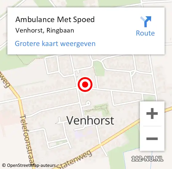 Locatie op kaart van de 112 melding: Ambulance Met Spoed Naar Venhorst, Ringbaan op 14 juli 2014 00:43