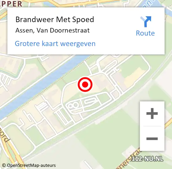 Locatie op kaart van de 112 melding: Brandweer Met Spoed Naar Assen, Van Doornestraat op 10 april 2022 08:46