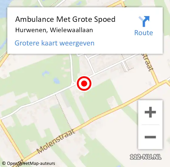 Locatie op kaart van de 112 melding: Ambulance Met Grote Spoed Naar Hurwenen, Wielewaallaan op 14 juli 2014 00:51