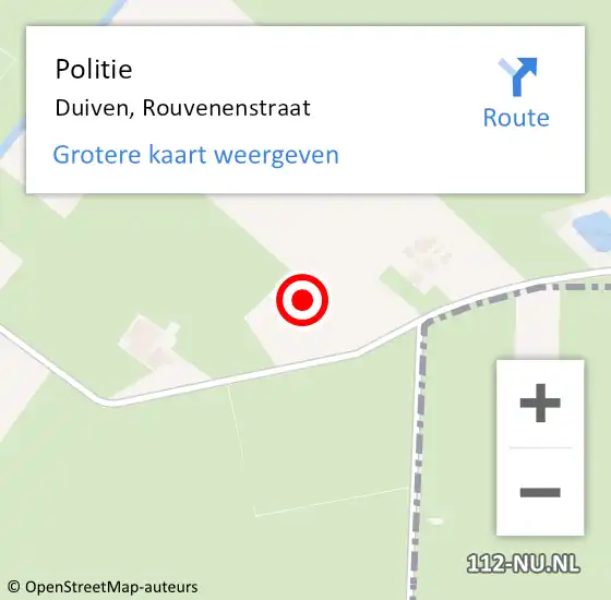 Locatie op kaart van de 112 melding: Politie Duiven, Rouvenenstraat op 10 april 2022 09:17