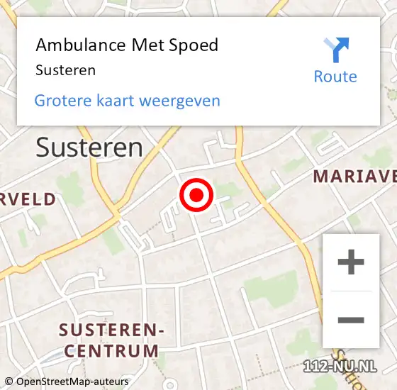 Locatie op kaart van de 112 melding: Ambulance Met Spoed Naar Susteren op 10 april 2022 09:57