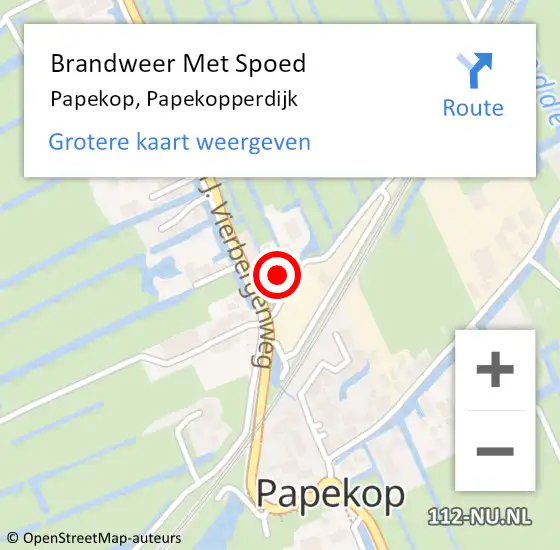 Locatie op kaart van de 112 melding: Brandweer Met Spoed Naar Papekop, Papekopperdijk op 10 april 2022 10:13