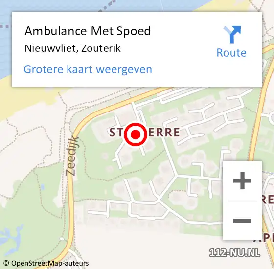 Locatie op kaart van de 112 melding: Ambulance Met Spoed Naar Nieuwvliet, Zouterik op 14 juli 2014 01:05